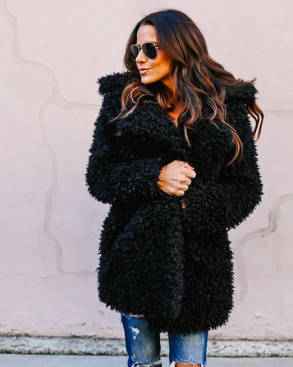 Long Faux Fur Coat for Women - Stylish Autumn/Winter